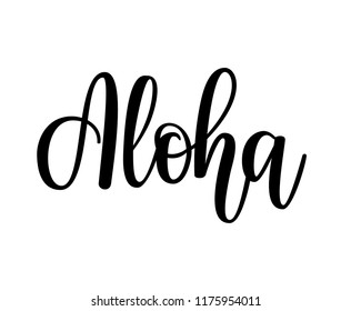 Aloha vector lettering design. Hawaiian traditional greeting