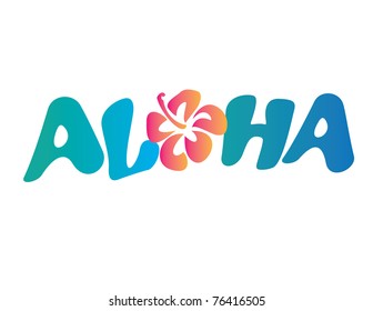 Aloha Vector Lettering with Flower