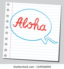 Aloha word in comic bubble ( somebody speaking aloha )