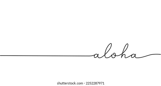 Aloha Wort - eine Zeile mit Wort. Minimalistische Zeichnung der Phrasentreppe.