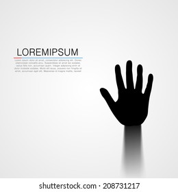 Alone black hand silhouette concept. Vector illustration