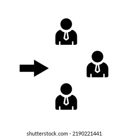 Solo, discriminación, excluye icono. Gráficos vectoriales negros.