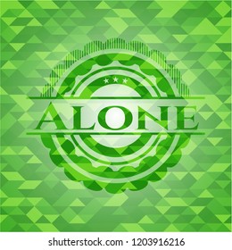 Alone green emblem with mosaic background