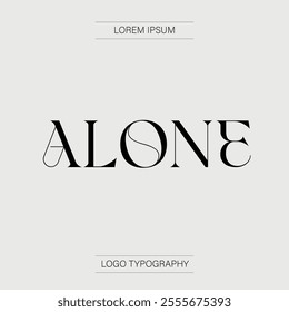 Alone logo. Vector typography. modern and elegant