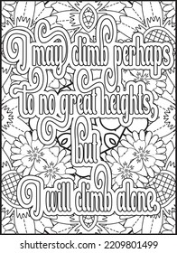 Alone motivational quotes coloring pages design .inspirational words coloring book  pages design. Adult coloring book pages. coloring page for adult.