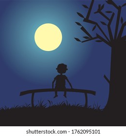 Alone at night illustration sadness depression lonely