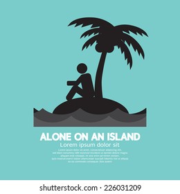 Alone on an Island Black Symbol Vector Illustration