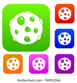 Alone planet set icon color in flat style isolated on white. Collection sings vector illustration