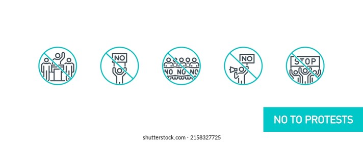 alone protester men with megaphone and poster no war single line icon isolated on white. Perfect outline symbol public demonstration strike. protester activist design element with editable Stroke line
