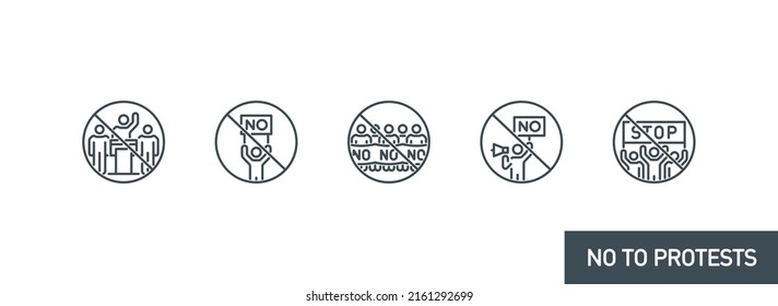 alone protester men with megaphone and poster no war single line icon isolated on white. Perfect outline symbol public demonstration strike. protester activist design element with editable Stroke line