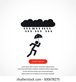 Alone In The Rain icon, flat design best vector icon