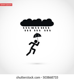 Alone In The Rain icon, flat design best vector icon