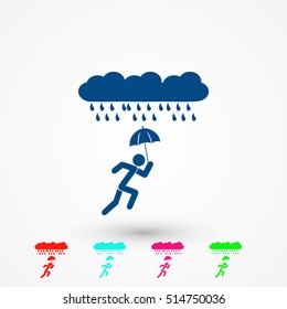 Alone In The Rain icon, flat design best vector icon