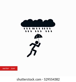 Alone In The Rain icon, flat design best vector icon