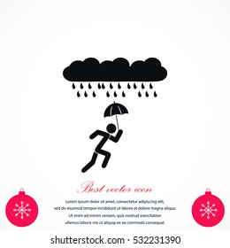 Alone In The Rain icon, flat design best vector icon