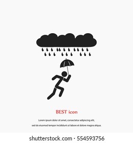 Alone In The Rain icon, flat design best vector icon