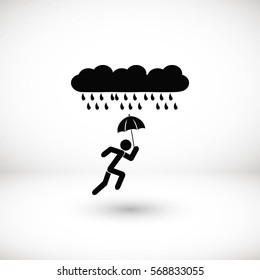 Alone In The Rain icon, flat design best vector icon