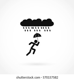 Alone In The Rain icon, flat design best vector icon