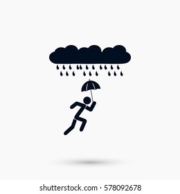 Alone In The Rain icon, flat design best vector icon