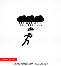Alone In The Rain icon, flat design best vector icon