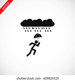 Alone In The Rain icon, flat design best vector icon