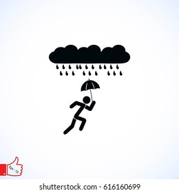 Alone In The Rain icon, flat design best vector icon