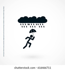 Alone In The Rain icon, flat design best vector icon