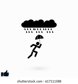 Alone In The Rain icon, flat design best vector icon