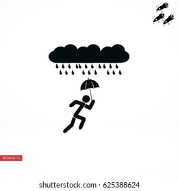 Alone In The Rain icon, flat design best vector icon