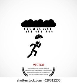 Alone In The Rain icon, flat design best vector icon