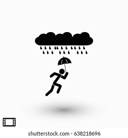 Alone In The Rain icon, flat design best vector icon