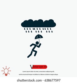 Alone In The Rain icon, flat design best vector icon
