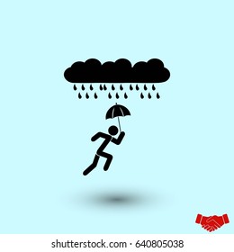 Alone In The Rain icon, flat design best vector icon