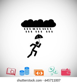 Alone In The Rain icon, flat design best vector icon