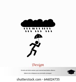 Alone In The Rain icon, flat design best vector icon