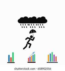 Alone In The Rain icon, flat design best vector icon