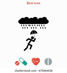 Alone In The Rain icon, flat design best vector icon