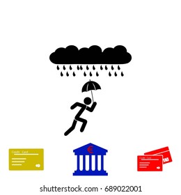 Alone In The Rain icon, flat design best vector icon