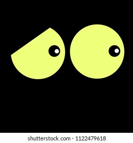 Alone and scared cartoon eyes