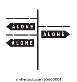 Alone signboard, pointer line icon, outline vector sign, linear pictogram style isolated on white. Symbol, logo illustration. Editable strokes.