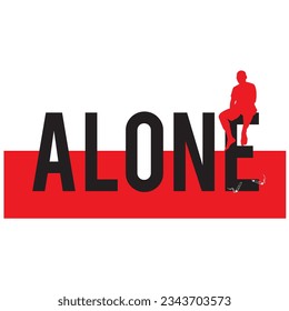Alone Smoking Vector T-Shirt design red and black color