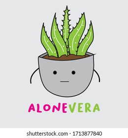 Alonevera puns card cute design