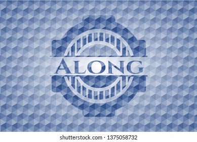 Along blue emblem with geometric pattern background.