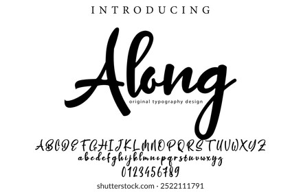 Along Font Stylish brush painted an uppercase vector letters, alphabet, typeface