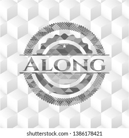 Along grey emblem with geometric cube white background