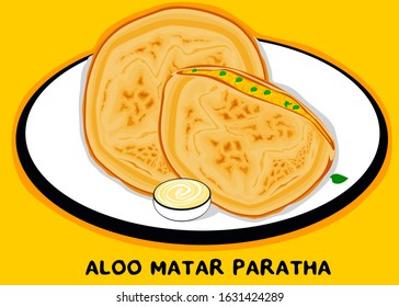 Aloo Matar Paratha Indian Street Food Vector