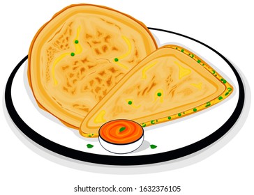 Aloo Matar Paratha indian Street Food Vector