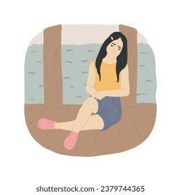 Aloofness isolated cartoon vector illustration. Teenagers aloofness, lack of communication, negative thinking, teen psychological problem, introverting behavior, autism vector cartoon.