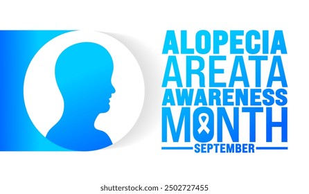 Alopecia Areata Awareness Month is observed every year in September. Holiday concept. Template for background, banner, card, poster, placard, design template with unique shapes with standard color.