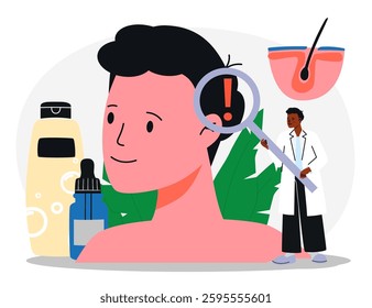 Alopecia and Hair Loss Treatment Scene with Doctor